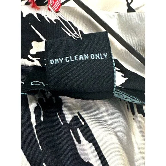 Cynthia Rowley XL Black White Abstract Print Silk Sleeveless Cowl Neck Blouse NW - Picture 8 of 9